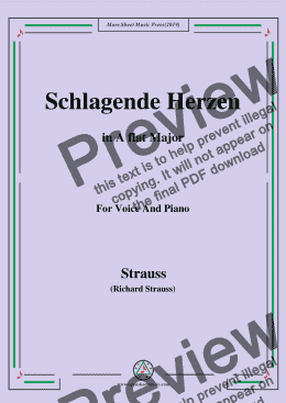 page one of Richard Strauss-Schlagende Herzen in A flat Major,For Voice&Pno