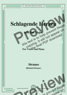 page one of Richard Strauss-Schlagende Herzen in B flat Major,For Voice&Pno