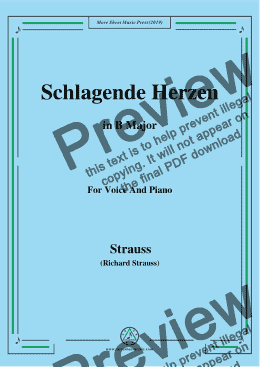 page one of Richard Strauss-Schlagende Herzen in B Major,For Voice&Pno