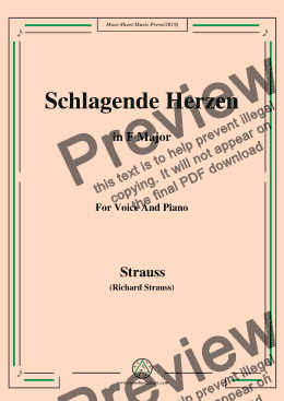 page one of Richard Strauss-Schlagende Herzen in F Major,For Voice&Pno