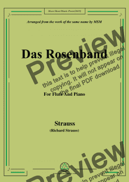 page one of Richard Strauss-Das Rosenband, for Flute and Piano