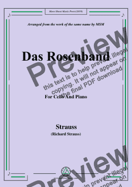 page one of Richard Strauss-Das Rosenband, for Cello and Piano