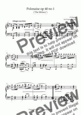 page one of Chopin Polonaise op 40 no1 "The Military" Piano solo simplified version