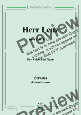 page one of Richard Strauss-Herr Lenz in A flat Major,For Voice&Pno