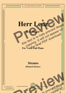 page one of Richard Strauss-Herr Lenz in F Major,For Voice&Pno