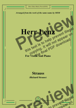 page one of Richard Strauss-Herr Lenz, for Violin and Piano