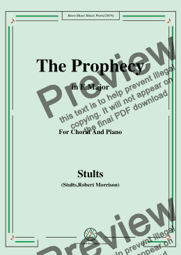 page one of Stults-The Story of Christmas,No.2,The Prophecy,Behold the Days Shall Come,in E Major,for Choral&Pno