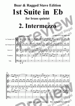 page one of 1st Suite in Eb  2. Intermezzo for brass quintet