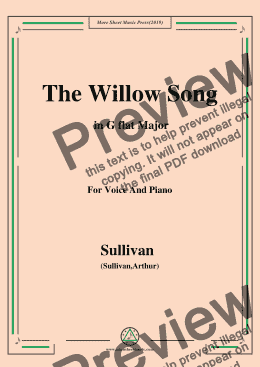 page one of Sullivan-The Willow Song in G flat Major, for Voice and Piano