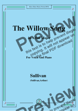 page one of Sullivan-The Willow Song in A flat Major, for Voice and Piano