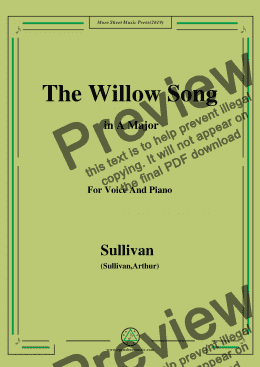 page one of Sullivan-The Willow Song in A Major, for Voice and Piano