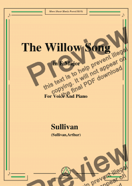 page one of Sullivan-The Willow Song in E Major, for Voice and Piano