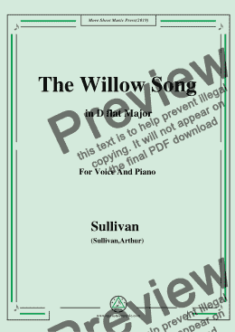 page one of Sullivan-The Willow Song in D flat Major, for Voice and Piano