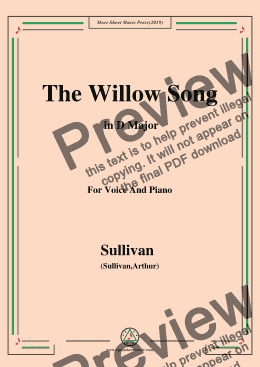 page one of Sullivan-The Willow Song in D Major, for Voice and Piano