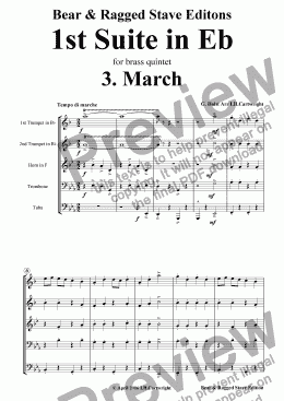 page one of 1st Suite in Eb 3. March for brass quintet
