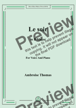 page one of Thomas-Le soir in B Major,For Voice&Pno