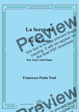 page one of Tosti-La Serenata in G flat Major,For Voice&Pno