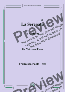 page one of Tosti-La Serenata in A Major,For Voice&Pno