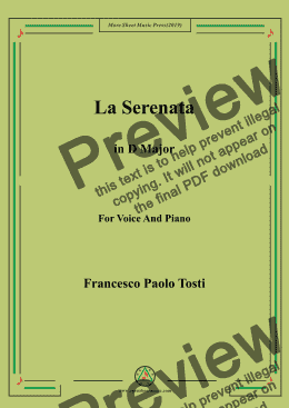 page one of Tosti-La Serenata in D Major,For Voice&Pno