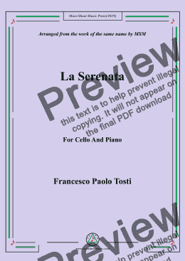 page one of Tosti-La Serenata, for Cello and Piano