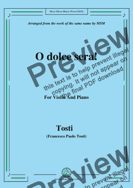 page one of Tosti-O dolce sera!, for Violin and Piano