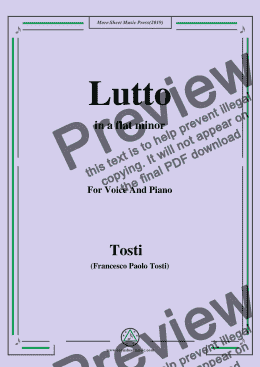 page one of Tosti-Lutto in a flat minor,For Voice&Pno