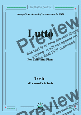 page one of Tosti-Lutto, for Cello and Piano