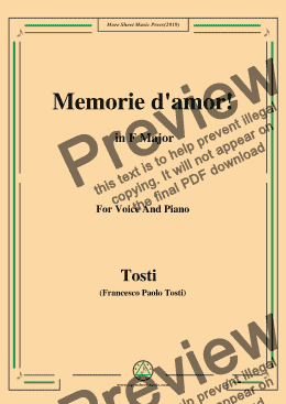 page one of Tosti-Memorie d'amor! in F Major,For Voice&Pno