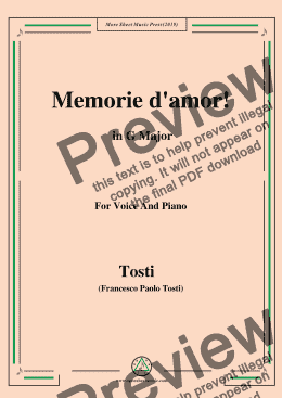page one of Tosti-Memorie d'amor! in G Major,For Voice&Pno