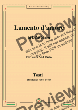 page one of Tosti-Lamento d'amore in D flat Major,For Voice&Pno