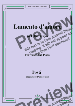 page one of Tosti-Lamento d'amore in E flat Major,For Voice&Pno