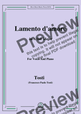 page one of Tosti-Lamento d'amore in A flat Major,For Voice&Pno
