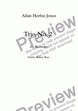 page one of Trio No. 2 for Recorder