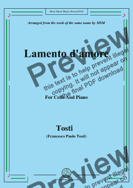 page one of Tosti-Lamento d'amore, for Cello and Piano