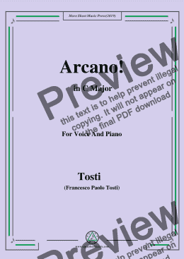 page one of Tosti-Arcano! in C Major,For Voice&Pno