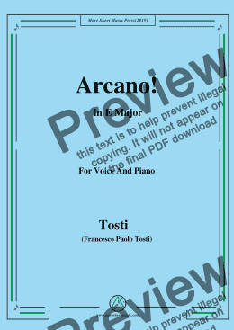 page one of Tosti-Arcano! in E Major,For Voice&Pno