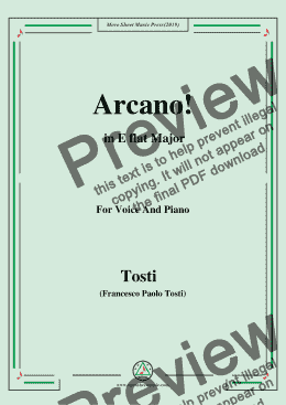 page one of Tosti-Arcano! in E flat Major,For Voice&Pno