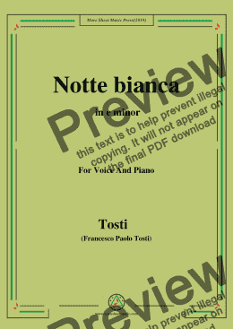 page one of Tosti-Notte bianca in e minor,For Voice&Pno