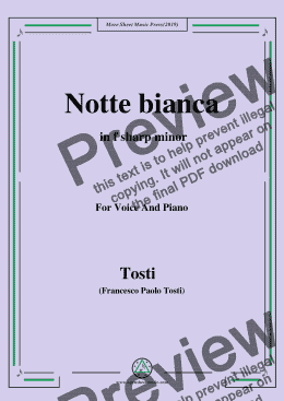 page one of Tosti-Notte bianca in f sharp minor,For Voice&Pno
