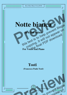 page one of Tosti-Notte bianca in e flat minor,For Voice&Pno