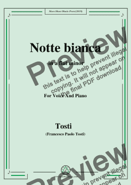 page one of Tosti-Notte bianca in a flat minor,For Voice&Pno