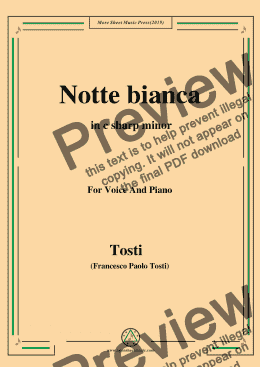 page one of Tosti-Notte bianca in c sharp minor,For Voice&Pno