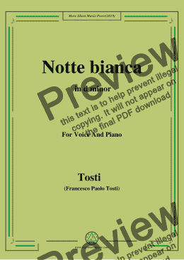 page one of Tosti-Notte bianca in d minor,For Voice&Pno