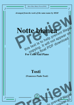 page one of Tosti-Notte bianca, for Cello and Piano