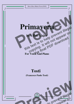 page one of Tosti-Primavera in A flat Major,For Voice&Pno