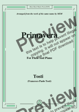 page one of Tosti-Primavera, for Flute and Piano