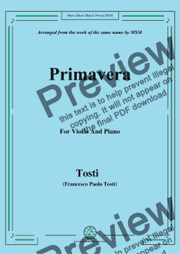 page one of Tosti-Primavera, for Violin and Piano