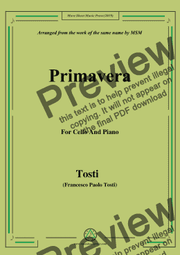 page one of Tosti-Primavera, for Cello and Piano