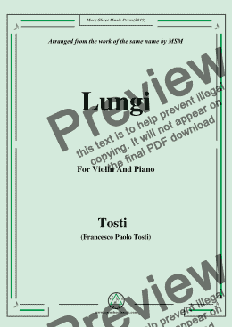page one of Tosti-Lungi, for Violin and Piano