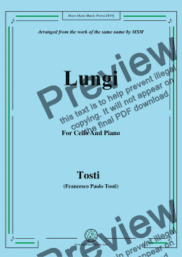 page one of Tosti-Lungi, for Cello and Piano